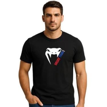 Imagem de Camiseta Esportiva Masculina Venum Basic Muay Thai Preto Treino Academia-Unissex