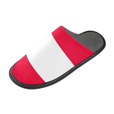 Imagem de Pantufas felpudas com bandeira da Áustria para mulheres e homens, sapatos de casa engraçados, espuma viscoelástica antiderrapante, tamanho 4-5, Bandeira da Áustria, 6.5-7 Wide