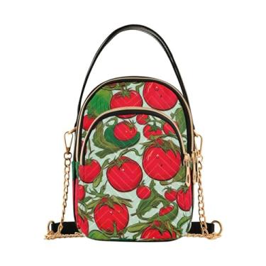 Imagem de GAIGEO Guirlanda de Natal com flores e folhas, bolsa tiracolo pequena, bolsa transversal para mulheres, Tomate vermelho e verde - 3, One Size