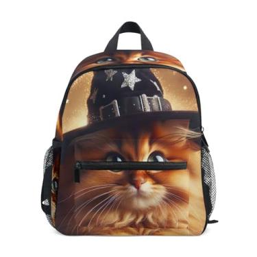 Imagem de GAIGEO Halloween Kitten Witch Cat Childrens Backpack Baby Girl Backpack with Front Pocket, Safety Whistle for Ages 3-8