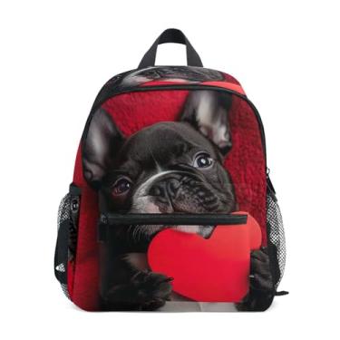 Imagem de GAIGEO Cute French Bulldog Puppy Small Toddler Backpack, 10x4x12 In, Boy Toddler Backpack Includes Water Bottle Pockets, Whistle Clip for Safety