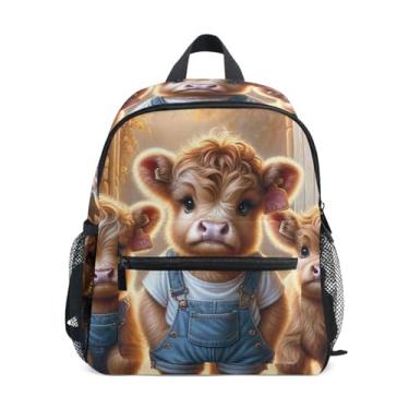 Imagem de GAIGEO Highland Cow Farmhouse Cute Backpacks for Kids Preschool Girl Backpack with Front Pocket, Safety Whistle for Ages 3-8