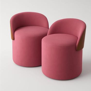 Imagem de Kit 2 Puff Redondo Curvo Orgânico Com Encosto Confortável Resistente C