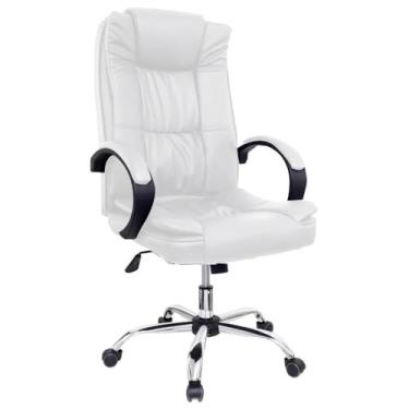 Imagem de Cadeira de Escritório Presidente Base Cromada com Rodinha Fortt Lille Branca - CPF12-B