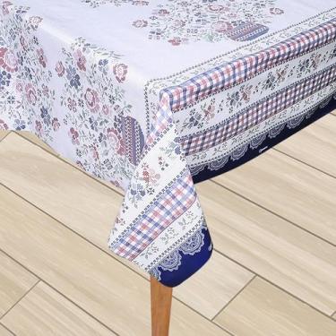 Imagem de Toalha Mesa Plástica Térmica Bordada 4 lugares Redonda - Idealiza