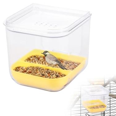 Imagem de Alimentador automático de pássaros sem bagunça, alimentadores multifuncionais de sementes de papagaio, recipiente transparente para alimentos, acessórios de gaiola de pássaros para canários