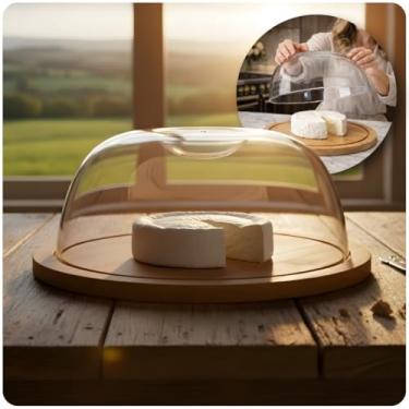 Imagem de Porta Queijo Queijeira Madeira Bambu Com Tampa Mantegueira 19cm