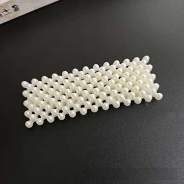 Imagem de Semme Falso Pérola Plástico Ferro Elegante Bonito Lado Franja Headwear Presilhas Acessórios de Cabelo para Meninas para Trabalho Data Festa Festival (quadrado cheio)