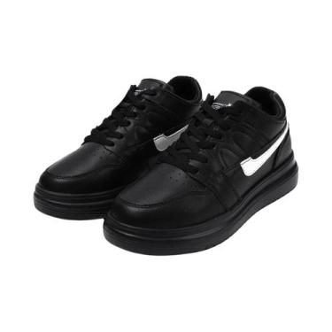 Imagem de Tênis Masculino Branco Casual De Couro Esportivo Com Aumento De Altura