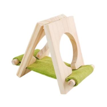 Imagem de Generic Cama de madeira para hamster, esconderijo divertido, ventilada, decoração de habitat, acessórios para gaiola, para gerbils, lemingues, ratos e, Verde