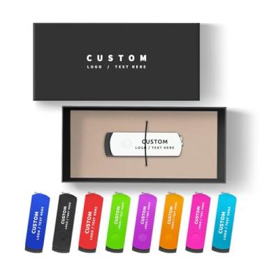 Imagem de Pen drive USB personalizado, pen drive USB personalizado, pen drive USB giratório portátil disco U de alta velocidade para armazenamento de dados externos (10 peças, 128 MB)