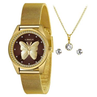 Imagem de Relógio Feminino Lince LRGJ146L KN95 Pulseira Mesh Dourado-Feminino