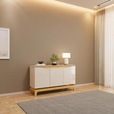 Imagem de Buffet com 3 Portas em MDF e 2 Prateleiras DJ Móveis Joile Cedro Off W