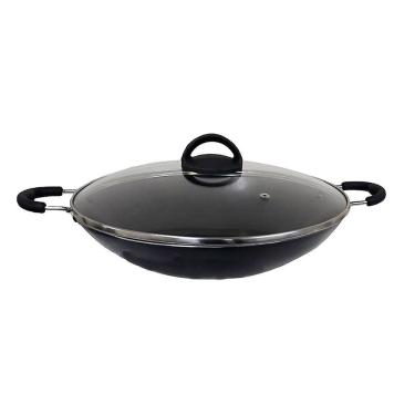 Imagem de Tacho Chinês Panela Wok Alumínio Antiaderente Tampa 32Cm2,5L. - Qualidade Impecável
