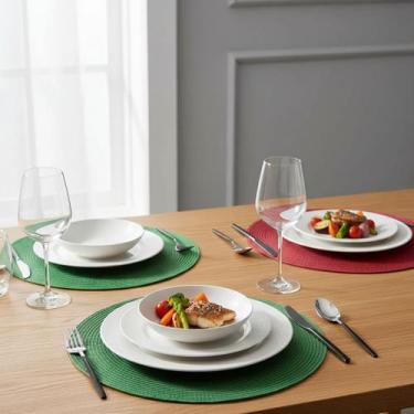 Imagem de Kit 6 Jogo Americano Redondo 38cm Sousplat Para Mesa Posta Elegante Co