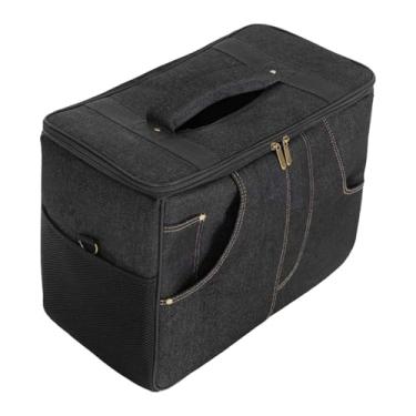 Imagem de harayaa Bolsa de transporte portátil para amplificador de guitarra com vários bolsos, organizador de alto-falantes antiderrapante para músicos, Preto 40x30x18cm
