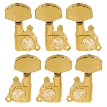 Imagem de Jogo De Tarraxas Tarrachas Blindadas Douradas Para Guitarra Les Paul Violão Aço 3x3