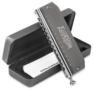 Imagem de CONJURER Gaita de boca adulta 10 furos diatônico botão C botão gaita para iniciantes profissionais palhetas vocais de bronze fósforo órgão de boca de latão harpa azul com estojo