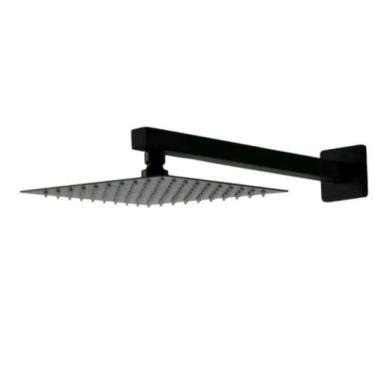 Imagem de Ducha Fria Chuveiro Quadrado Preto Fosco Black Para Piscina Área de La