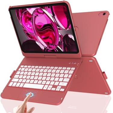 Imagem de aMZCaSE Capa com teclado Trackpad para iPad (A16) 11ª 10ª geração, 7 cores retroiluminadas com rotação de 360° para teclado iPad A16, capa Latop para 10ª geração 10.9 2022, Smart Wake/Up, suporte de