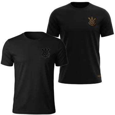 Imagem de Kit 2 Camisas Corinthians All Black Algodão Bordado - Masculino-Masculino