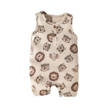 Imagem de Macacão de Algodão Infantil Sem Mangas - Estampa de Desenhos Animados 