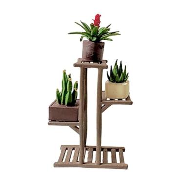 Imagem de simhoa Kit de Prateleira para Miniaturas de Plantas em Escala 1/64 - Miniaturas de Vasos de Flores - Acessórios para Casa de Bonecas, Style B