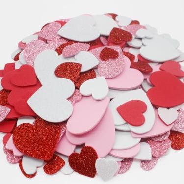 Imagem de 240 Pieces Heart Stickers, Self Adhesive Foam Heart Valentines Stickers, Glitter and Matte Red Pink White Stickers Bulk, Perfect for Valentine's Day Crafts, DIY Greeting Cards, Birthday Decorations