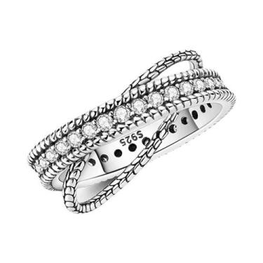 Imagem de Anel De Prata Esterlina 925 Feminino Com Design De Vaga-lume E Rosa Va