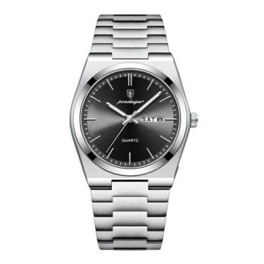 Imagem de Relógio Poedagar original de quartzo em aço inoxidável prateado moda h