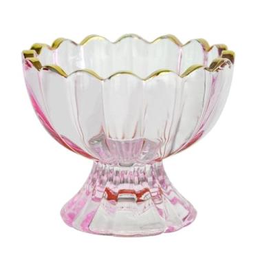 Imagem de Suporte de manteiga de vidro em forma de flor para cozinha, copo de sorvete, prato de sobremesa, bancada (rosa)