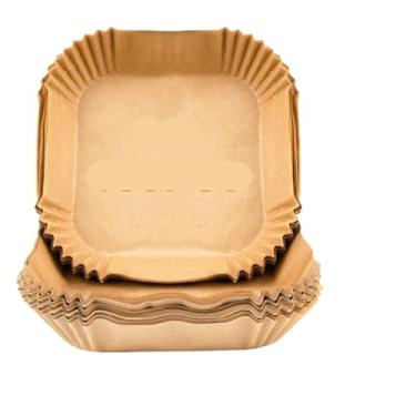 Imagem de Air Fryer Forro de papel descartável quadrado 20 cm antiaderente Airfryer papel de cozedura cesta de cozimento ferramentas de cozimento