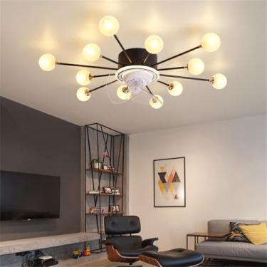 Imagem de Ventilador de teto com luz e controle remoto G9, ventilador de teto invisível com controle remoto, lustre, luminária de teto silenciosa com timer para sala de estar, quarto e sala de jantar