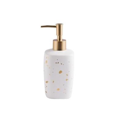 Imagem de Dispensadores de sabonete, 380 ml, cerâmico, quadrado, sabonete, com bomba, xampu, gel de banho, loção para cozinha, banheiro (branco)