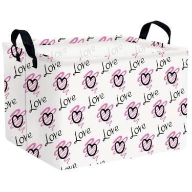 Imagem de MYFLOCY Cesto grande para o dia dos namorados, caixa de armazenamento em forma de coração para presentes, organizador dobrável, decoração de quarto (onda roxa, preto amor)