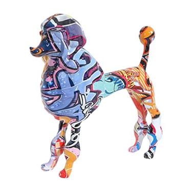 Imagem de Wswqop Estatueta Colorida de Cachorro Poodle, Escultura em Resina, Ornamento de Animal para Decoração de Mesa, Armário, Prateleira, Carro, Artesanato E Exibi