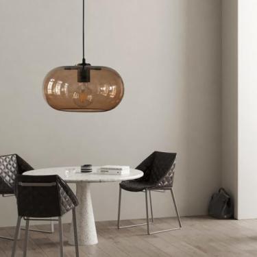Imagem de Luminária pendente de vidro para mesa de jantar, estilo lustre moderno com design de bolas de vidro, altura ajustável, ideal para decoração de interiores, sala de estar, sala de jantar, bar