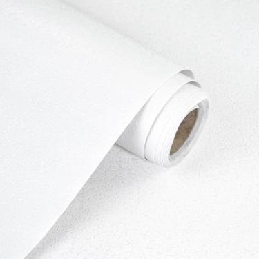 Imagem de HorryHaus Papel de parede texturizado branco, papel de parede de vinil autoadesivo removível para paredes, móveis e armários, papel de parede DIY para decoração de casa amigável para locatários um