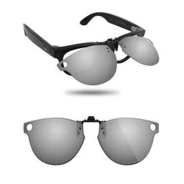 Imagem de Fiskr Óculos de sol polarizados clip-on flip up antirreflexo óculos de proteção UV para Ray-Ban Meta Skyler RW4014 (Gen 2) 52 mm, Prata metálica., 52mm