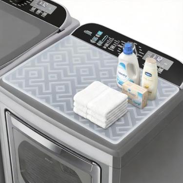 Imagem de Tapete protetor superior para lavadora e secadora, capa superior de silicone para máquina de lavar roupa de 66 x 45 cm, tapete antiderrapante à prova d'água para casa, cozinha e lavanderia