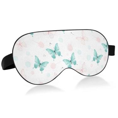 Imagem de Burbuja Máscara de dormir de borboletas em aquarela para mulheres e homens, máscara de olhos refrescante para dormir lateral com alça elástica ajustável para viagens