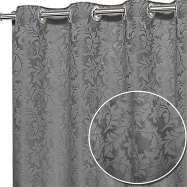 Imagem de Cortina Sala Jacquard Cinza 6,00X2,80 Semi Blackout