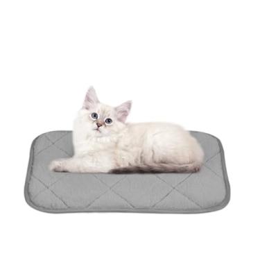 Imagem de NWK Tapete fofo para gatos com aquecimento automático, cobertor para gatos, tapete térmico para cães, lavável, fundo antiderrapante para sofá, caixa, canil e assento de carro (cinza misty, pequeno (50