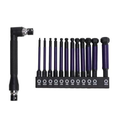 Imagem de Conjunto de brocas sextavadas de ponta esférica, 13 peças S2 de liga de aço, pontas de chave de fenda sextavadas com chave para reparo profissional e tarefas de bricolage