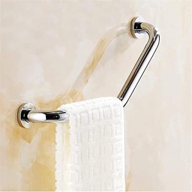 Imagem de Barra de apoio angular para chuveiro, barra de apoio de banheiro de aço inoxidável cromada, barra de apoio para vaso sanitário, corrimão de segurança