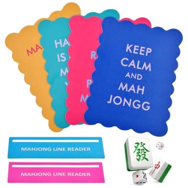 Imagem de Herxsin 4 Pcs Color Mahjong Shuffler Cards, Mahjong Tile Mixer Shufflers with Funny Sayings for Mixing Shuffling Tiles, Funny Sayings Mahjongs Accessories Gift for Lovers Family Game