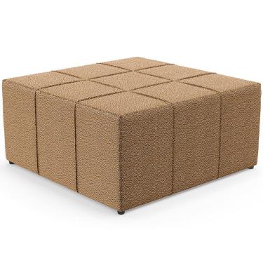 Imagem de Puff Decorativo Para Sala de Estar Quadrado Milano 90x90cm W01 Bouclê Mostarda - Lyam Decor