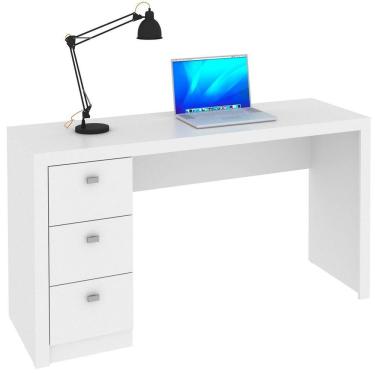 Imagem de Mesa Para Escritório Reversível 136 Cm 3 Gavetas Branco