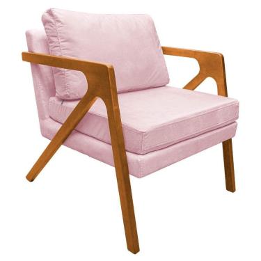 Imagem de Poltrona Decorativa Elizabeth Suede Cor Rosa Bebê