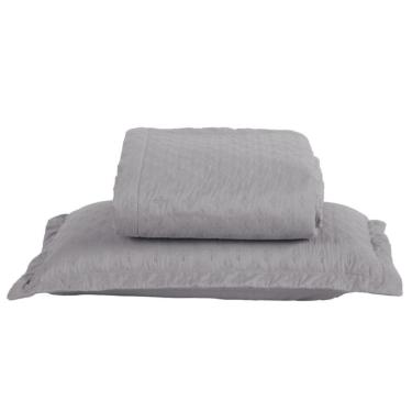 Imagem de Kit Cobre Leito Colcha Casa Scarpa Atualle Solteiro Dupla Face Microfibra 2 Peças - Cinza